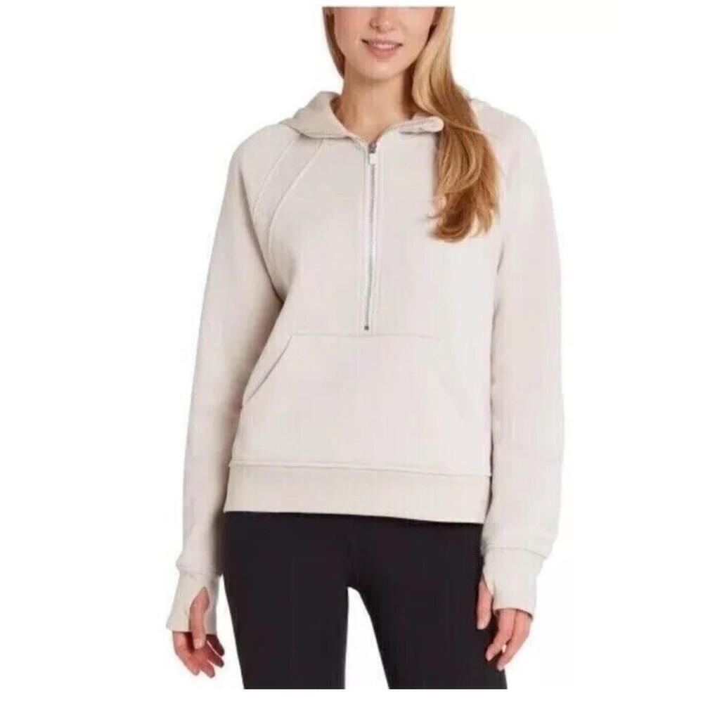 Danskin Ladies' Half Zip Hoodie, Tan Size   L.  AV